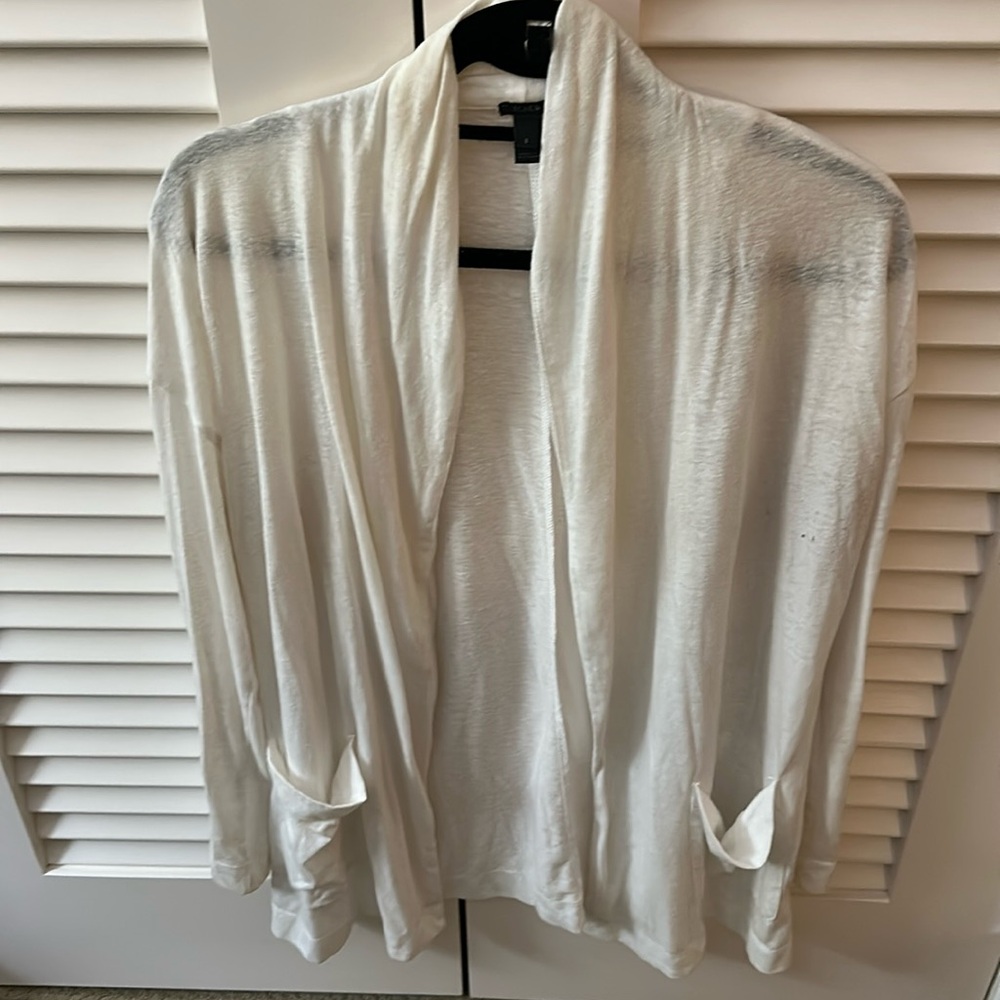 J. Crew Size SmallWhite Lightweight Cotton Blend Open Cardigan Sweater